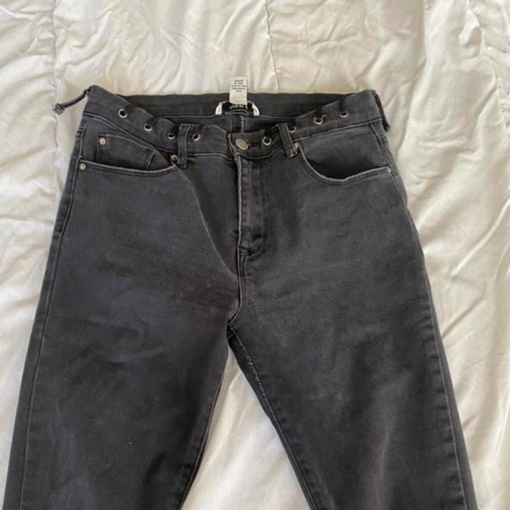 Braided-Waist black Denim Skinny jeans